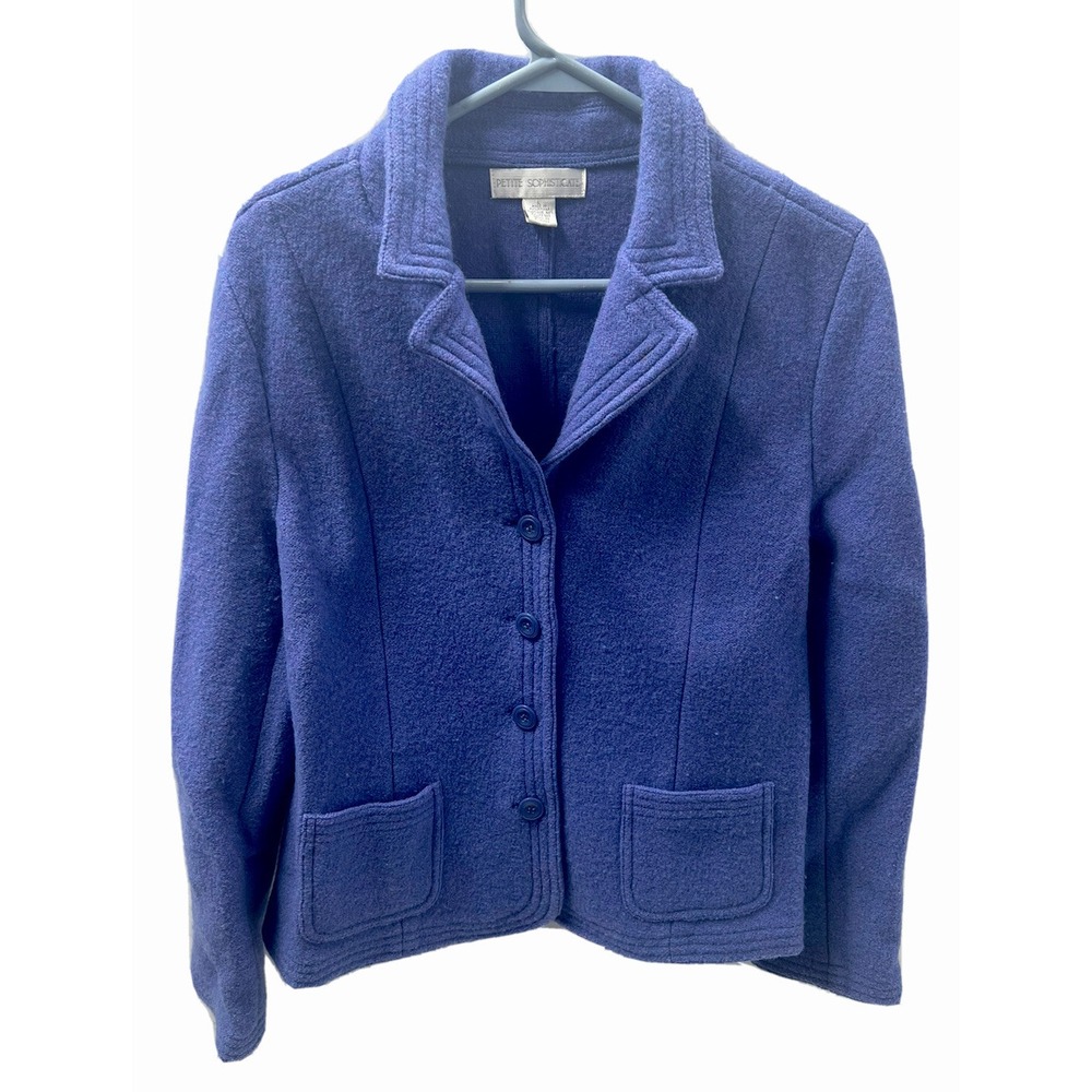 Petite Sophisticate Size Large Womens Purple Wool Button-Down Blazer Coat